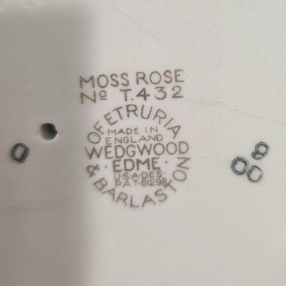 Vintage Wedgwood Moss Rose T432 Edme - Cream & Sugar Bowl and Gravy Boat - Picture 9 of 15